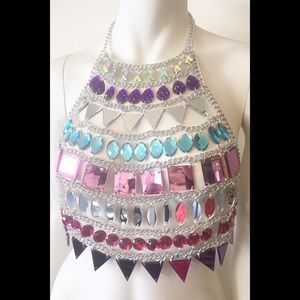 Claudia Pink Jewel Top - handmade SM/MD